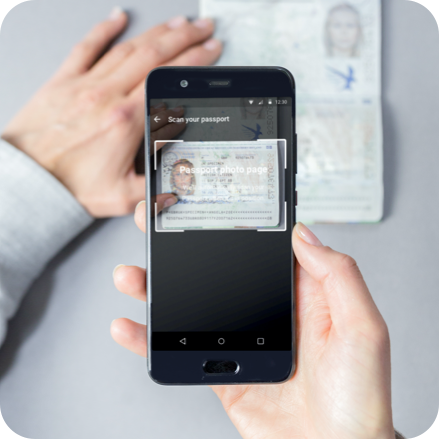 phone scanning a passport to verify identity