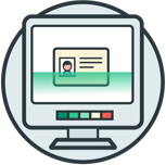 Document verification illustration Computer scanning driving license