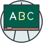 Illustration of chalkboard with ABC written on it