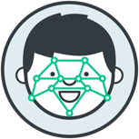 Face match illustration Face with web of data points on biometric template