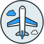 Travel illustration Aeroplane with two clouds