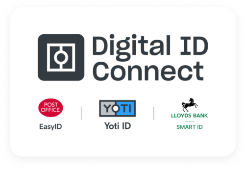Digital ID Connect logo with the Post Office EasyID, Yoti ID and Lloyds Bank Smart ID logos underneath it