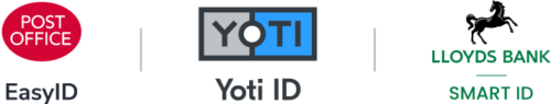 Post office Easy ID, Yoti ID , and Lloyds Bank Smart ID logos presented alongside each other, forming Digital ID Connect.