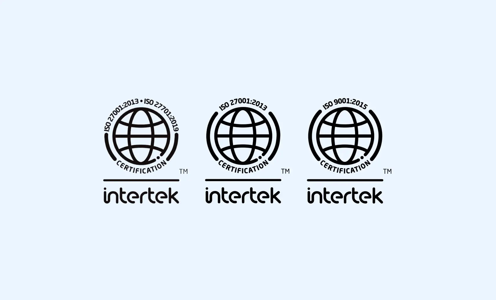 Image of three ISO certification symbols for ISO 27701, ISO 27001 and ISO 9001.