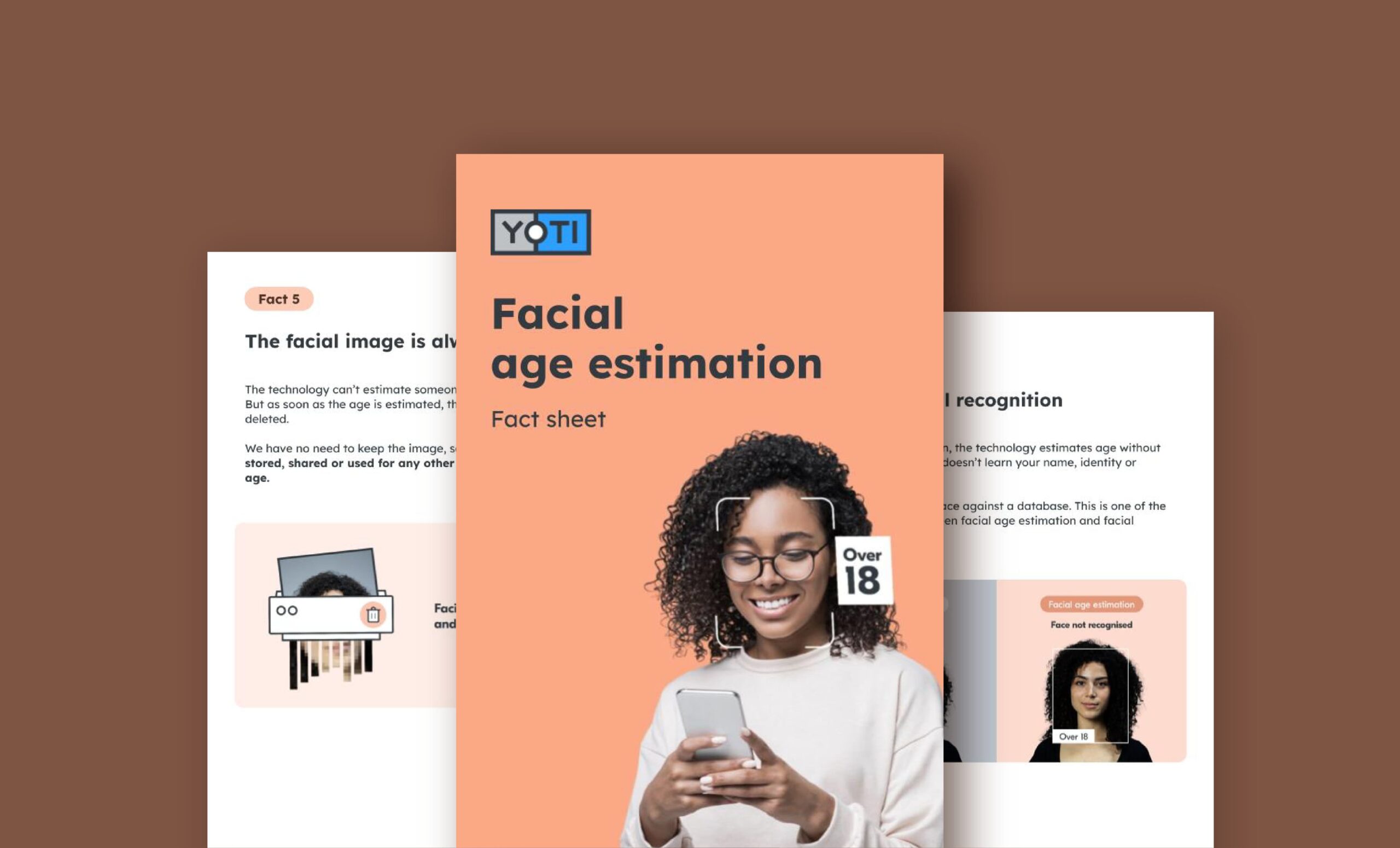 Preview image of Yoti's Facial Age Estimation fact sheet which will help users learn more about what facial age estimation does and does not do