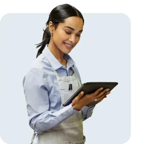 retail worker using tablet