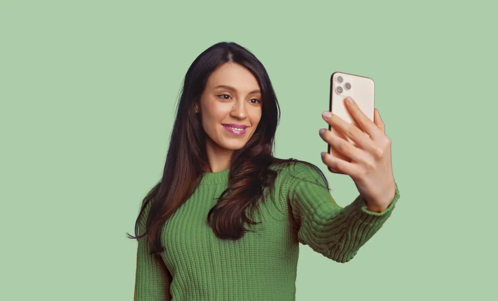 Woman taking scan of her face with her phone