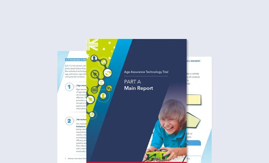 An image showing the front cover and a part-visible preview of the Age Assurance Technology Trial final report.