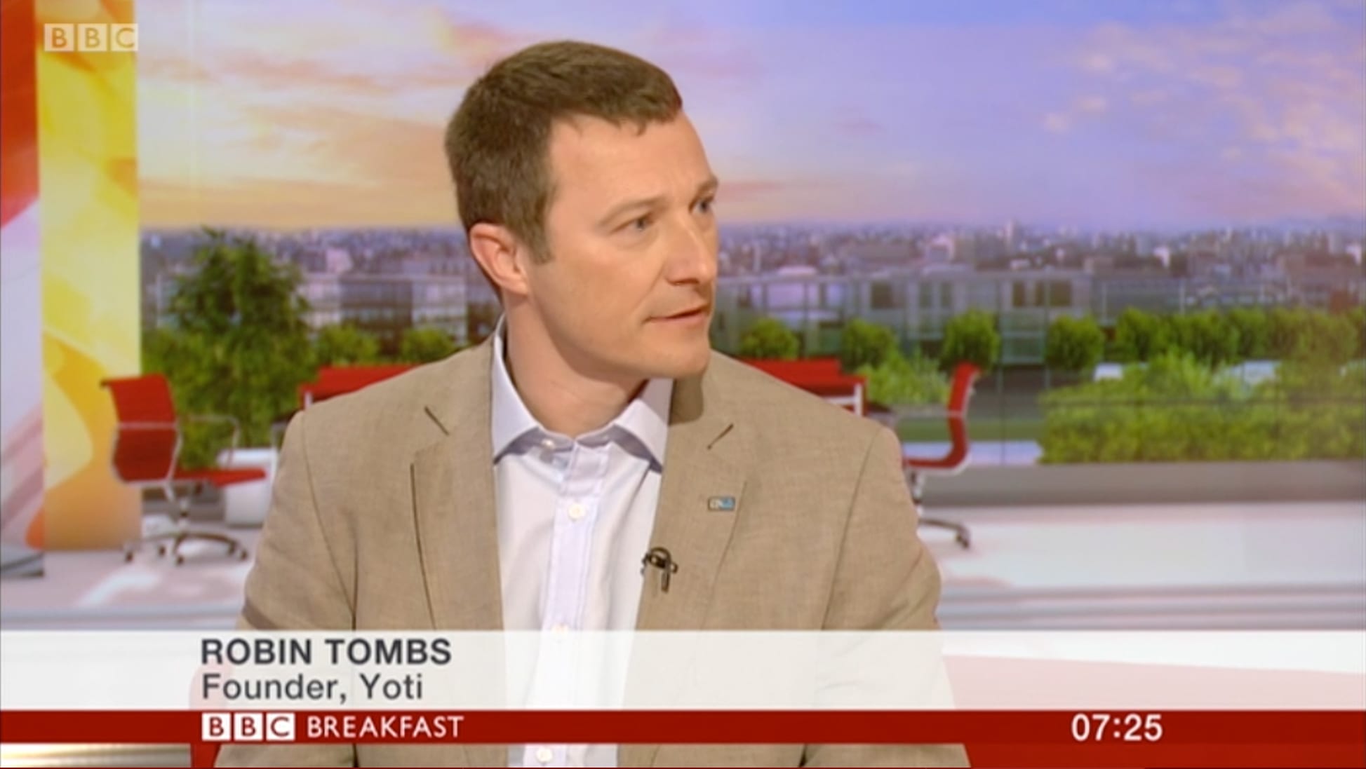 Yoti’s CEO Robin Tombs on the BBC Breakfast sofa talking biometrics