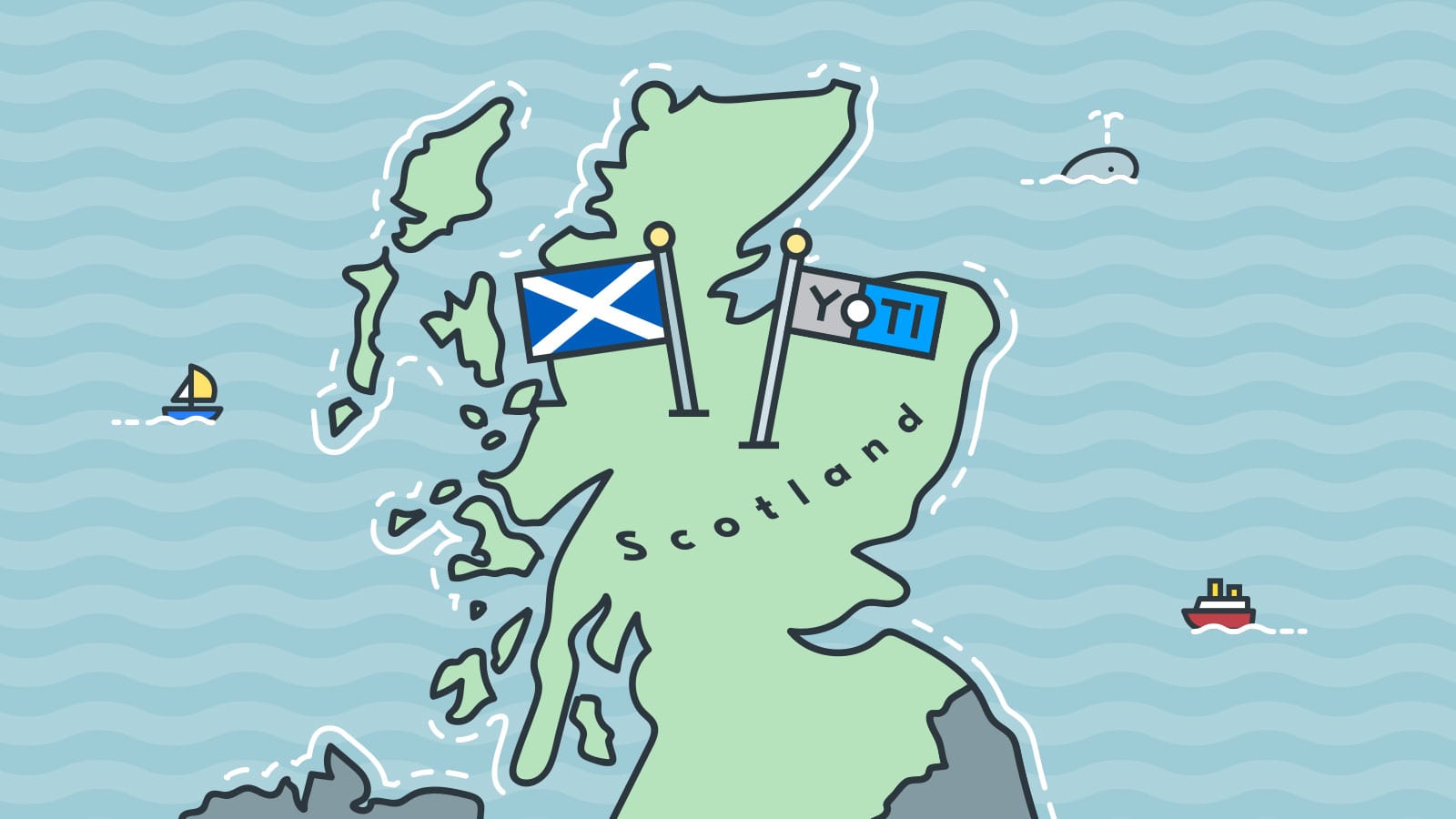 Yoti on a map of Scotland, marking the partnership with the Improvement Service