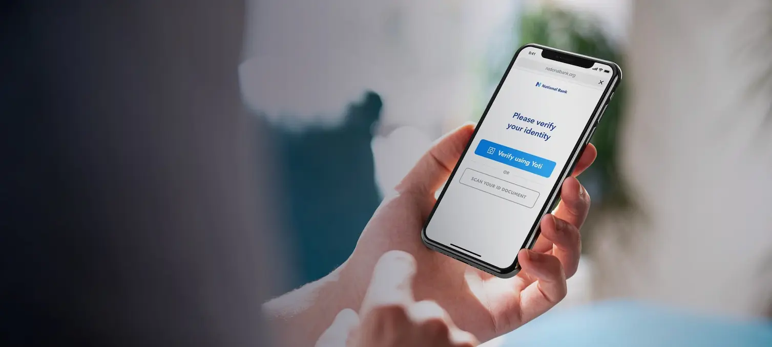Phone screen showing two methods of identity verification - with the Yoti app or scanning their ID document