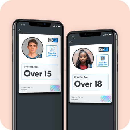 Cinemas_over_18_card Two phones, one showing an ID card that says Over 15 and the other says Over 18