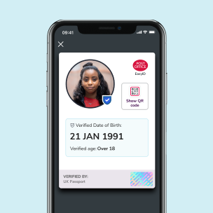 Smartphone with Easy ID full verified Date of birth sharing card