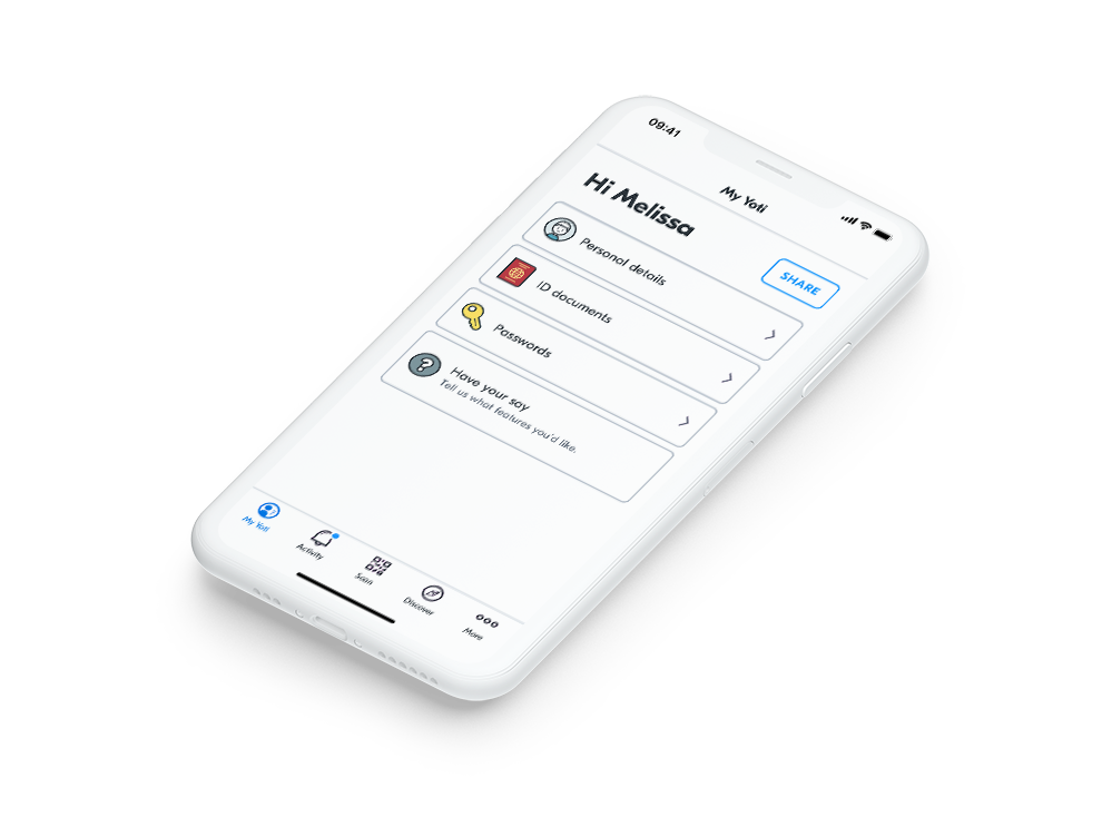 Yoti app homescreen