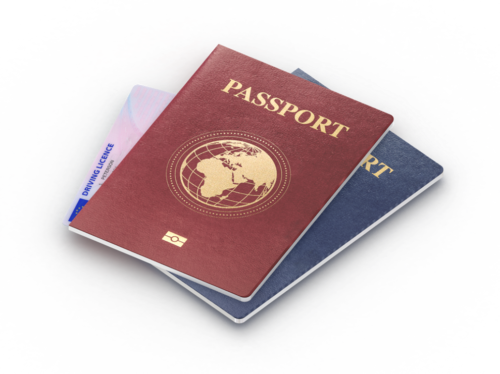 Global passport on top of English driving license