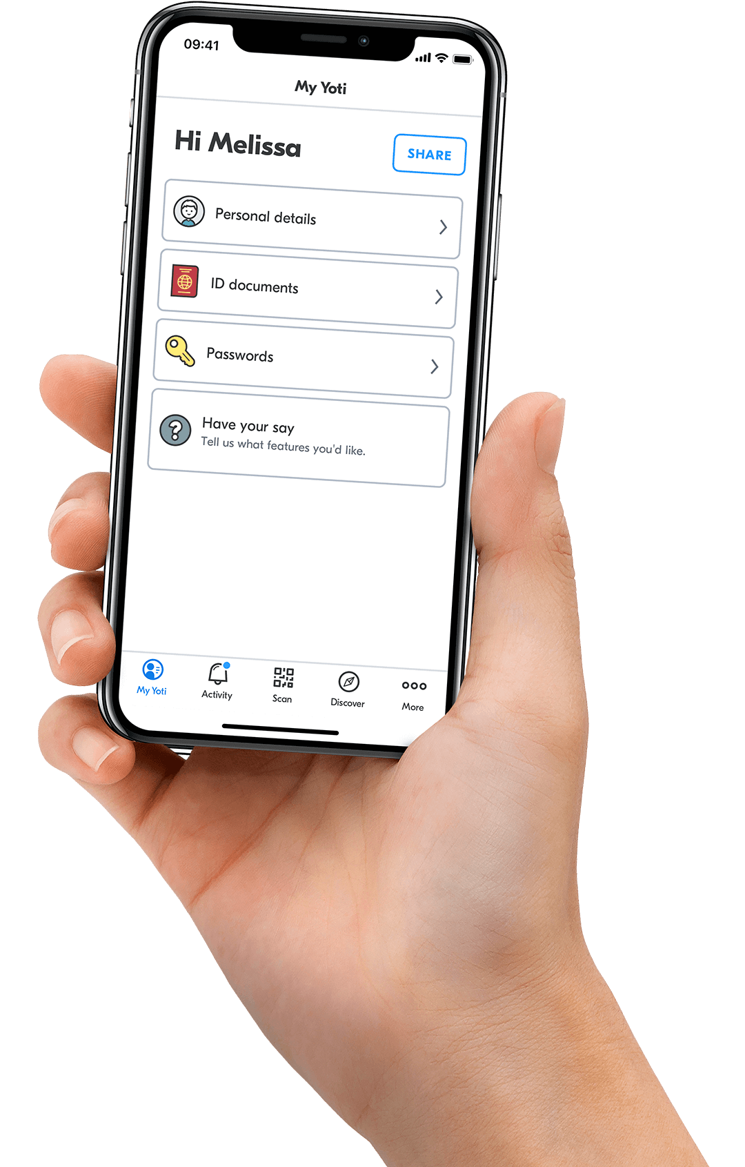 Yoti app homescreen