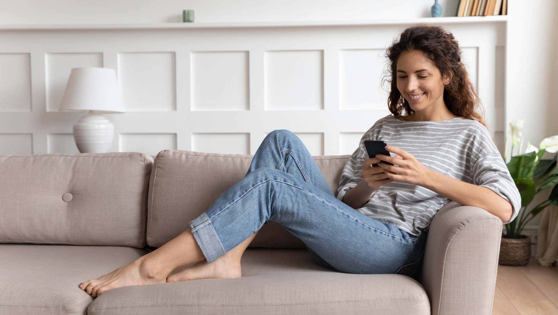 woman looking at phone