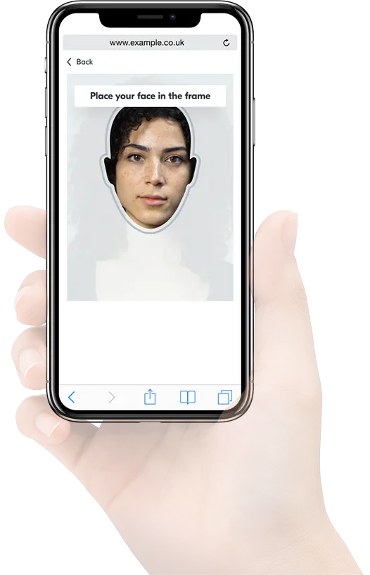User placing her face in the face frame to perform a face scan