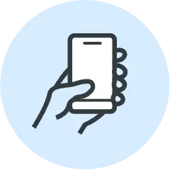 Hand holding smartphone icon