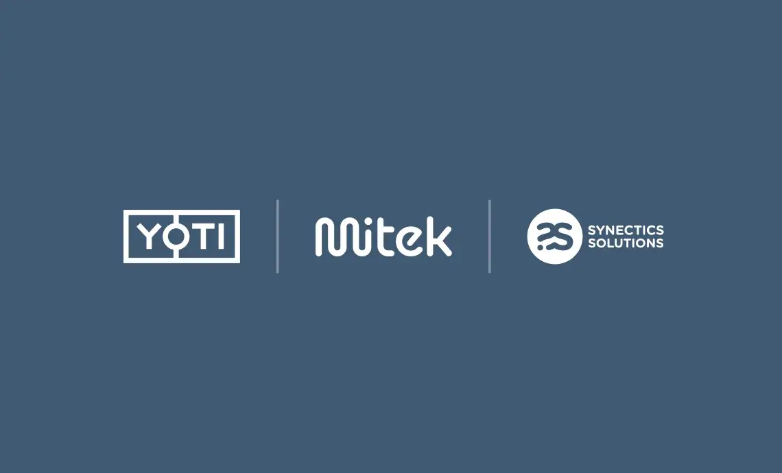 Yoti, Mitek and Synectics Solutions logos presented together for Project Shield