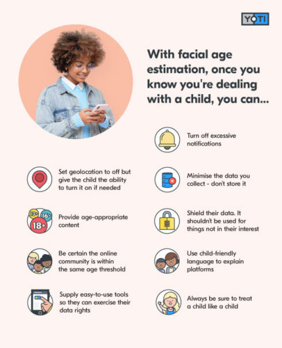 Infographic detailing how you can deliver an age-appropriate experience once you know the person is a child
