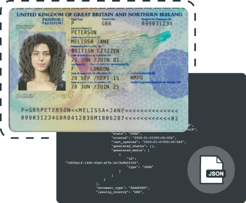 Sample British passport page of a woman named Melissa Peterson