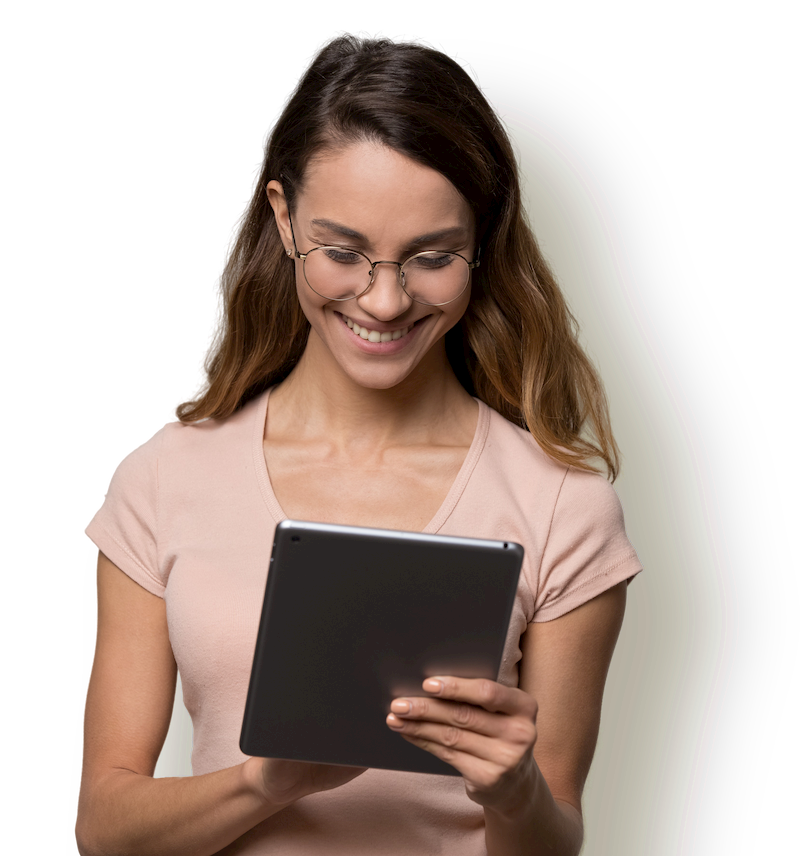 woman using tablet