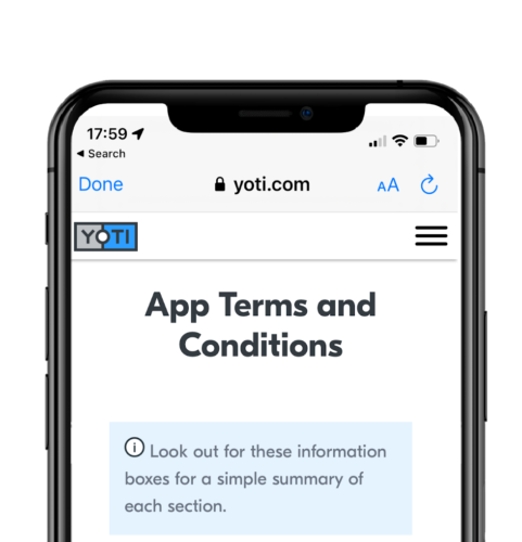app terms and conditions screen
