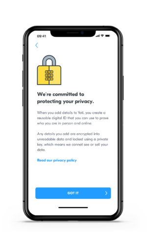 Age-appropriate-design-code-with-Yoti We're committed to protecting your privacy screen
