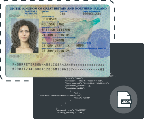an image of a passport and computer code , with sensitive information, which you can securely store on yoti's encrypted systems